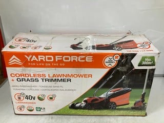 Lot 179  
            Nottingham SR6 – Delivery Or Collection 

                
YARDFORCE CORDLESS LAWNMOWER + GRASS TRIMMER (NO BATTERY OR CHARGER)