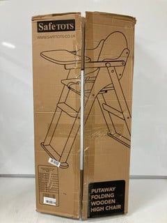 Lot 197  
            Nottingham SR6 – Delivery Or Collection 

                
SAFE TOTS PUTAWAY FOLDING WOODEN HIGH CHAIR