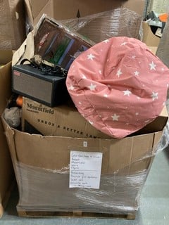 Lot 278  
            Nottingham SR6 – Delivery Or Collection 
                
PALLET OF ITEMS TO INC BOSCH GARDEN TOOLS, BEAN BAG AND POSITIVE GRID SPEAKER (AL...