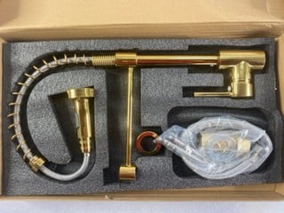 Lot 165  
            Nottingham Prem - Delivery Only 

                
KITCHEN FAUCET PULL OUT TAP ORIGINAL GOLD RRP £119.00
