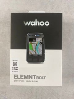 Lot 230  
            Nottingham Prem - Delivery Only 

                
WAHOO ELEMNT BOLT GPS BIKE COMPUTER