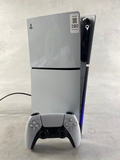 Lot 280  
            Nottingham Prem - Delivery Only 

                
SONY PS5 SLIM (DISC EDITION) GAMING CONSOLE: MODEL NO CFI-2016 (WITH BOX & ACCESS...