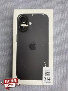 Lot 314  
            Nottingham Prem - Delivery Only 

                
APPLE IPHONE 16 128GB SMARTPHONE IN BLACK: MODEL NO A3287 (WITH BOX & CHARGE CABL...