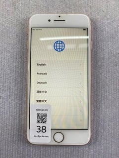 Lot 38  
            Nottingham Prem - Delivery Only 

                
APPLE IPHONE 8 64GB SMARTPHONE IN GOLD: MODEL NO A1906 (UNIT ONLY) (CRACKED BACK)...