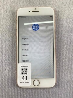 Lot 41  
            Nottingham Prem - Delivery Only 

                
APPLE IPHONE 8 64GB SMARTPHONE IN GOLD: MODEL NO A1906 (UNIT ONLY)  [JPTN47508]