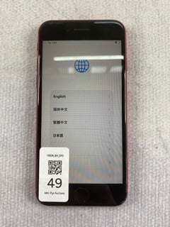 Lot 49  
            Nottingham Prem - Delivery Only 

                
APPLE IPHONE SE 64GB SMARTPHONE IN RED: MODEL NO A2296 (UNIT ONLY)  [JPTN47515]