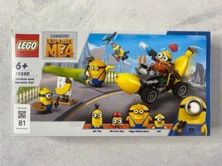 Lot 81  
            Nottingham Prem - Delivery Only 

                
LEGO DESPICABLE ME 4 MINIONS AND BANANA CAR MODEL 75580 (SEALED)