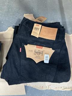 Lot 191  
            Chesterfield SR39 - Parcel Delivery Only 

                
LEVIS 501 JEANS IN BLACK SIZE 36 X 32 TO INCLUDE LEVIS 511 JEANS IN BLACK SIZE 34...