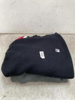 Lot 226  
            Chesterfield SR39 - Parcel Delivery Only 

                
FILA KNITTED SWEATER IN BLACK SIZE M TO INCLUDE FILA KNITTED SWEATER IN GREY SIZE...