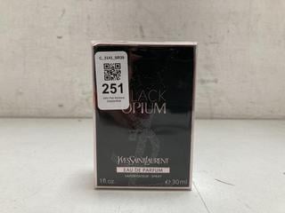 Lot 251  
            Chesterfield SR39 - Parcel Delivery Only 

                
BLACK OPIUM EAU DE PARFUM 30ML (LOCATION: B3R)