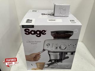 Lot 344  
            Chesterfield SR39 - Parcel Delivery Only 

                
SAGE BARISTA EXPRESS IMPRESS COFFEE MACHINE IN BLACK STAINLESS ORIGINAL RRP- £730...