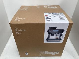 Lot 345  
            Chesterfield SR39 - Parcel Delivery Only 

                
SAGE BARISTA PRO COFFEE MACHINE MODEL: SES878 ORIGINAL RRP- £640 (LOCATION: B5R)