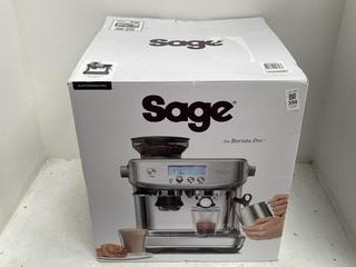 Lot 350  
            Chesterfield SR39 - Parcel Delivery Only 

                
SAGE BARISTA PRO COFFEE MACHINE MODEL: SES878 ORIGINAL RRP- £640 (LOCATION: B5R)