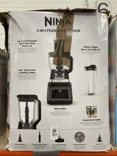 Lot 393  
            Chesterfield SR39 - Parcel Delivery Only 

                
NINJA 3-IN-1 FOOD PROCESSOR ORIGINAL RRP- £169 (LOCATION: B6R)