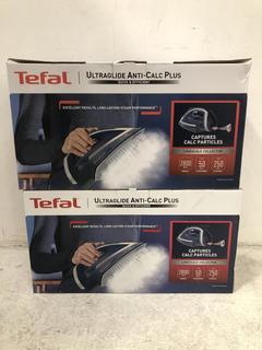 Lot 419  
            Chesterfield SR39 - Parcel Delivery Only 

                
2 X TEFAL ULTRAGLIDE ANTI-CALC PLUS IRON (LOCATION: B6R)