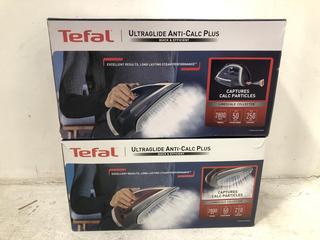 Lot 426  
            Chesterfield SR39 - Parcel Delivery Only 

                
2 X TEFAL ULTRAGLIDE ANTI-CALC PLUS IRON (LOCATION: B6R)