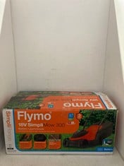 Lot 102  
            BIRMINGHAM SR111 - PARCEL DELIVERY ONLY 

                
FLYMO 18V SIMPLI MOW 300 BATTERY LAWNMOWER.