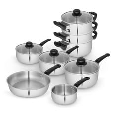 Lot 14  
            BIRMINGHAM SR111 - PARCEL DELIVERY ONLY 

                
SWAN SWPS5027SS TOWNHOUSE 8 PIECE STAINLESS STEEL COOKWARE SET WITH 16/18/20CM SA...