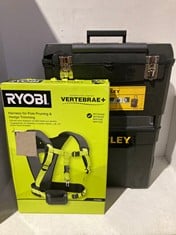 Lot 204  
            BIRMINGHAM SR111 - PARCEL DELIVERY ONLY 

                
STANLEY TOOLBOX, TO ALSO INCLUDE RYOBI HARNESS.