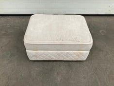 Lot 114  
            Edinburgh SR22 - Delivery Or Collection 

                
DFS.COM CREAM STORAGE FOOTSTOOL ORIGINAL RRP £229:: LOCATION - SOFA RACKS(COLLECT...
