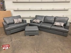 Lot 121  
            Edinburgh SR22 - Delivery Or Collection 

                
DFS.COM GRAPHITE GREY 4 SEATER LEATHER SOFA + ARMCHAIR & FOOTSTOOL:: LOCATION - S...