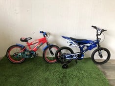 Lot 220  
            Edinburgh SR22 - Delivery Or Collection 

                
YZ MOTOBIKE KIDS BIKE, SMALL FRAME, 16" WHEELS, SINGLE SPEED + SPIDERMAN KIDS BIK...