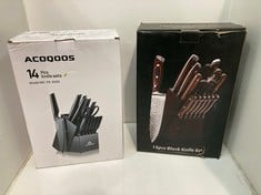 Lot 15  
            Edinburgh SR22 - Collection Only 

                
ACOQOOS KITCHEN KNIVES + KITCHEN KNIVES WITH WOODEN BLOCK (18+ ID REQUIRED) - COL...