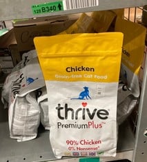 Lot 341  
            Edinburgh SR34 - Delivery Only 

                
9 X THRIVE CAT PREMIUMPLUS DRY FOOD- CHICKEN 1.5KG. BBE 28/10/24: LOCATION - E