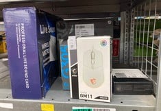 Lot 384  
            Edinburgh SR34 - Delivery Only 

                
QUANTITY OF TECH & GAMING ITEMS TO INCLUDE MSI CLUTCH GM11 WHITE GAMING MOUSE - 5...