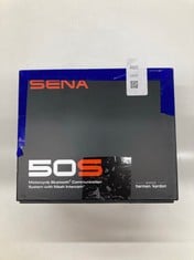 Lot 460  
            Edinburgh SR34 - Delivery Only 

                
SENA 50S MOTORCYCLE JOG DIAL COMMUNICATION BLUETOOTH HEADSET SOUND BY HARMAN KARD...