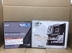 Lot 155  
            Edinburgh SR24 - Delivery Only 

                
MSI INTEL MOTHERBOARD PRO H610M-E DDR4 + ROG STRIX B650-A GAMING WIFI MOTHERBOARD...