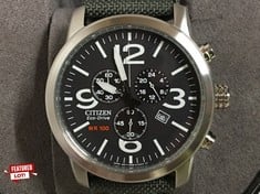 Lot 40  
            Edinburgh SR24 - Delivery Only 
                
CITIZEN ECO-DRIVE WR100 SOLAR MENS CHRONOGRAPH WATCH ORIGINAL RRP £120: LOCATION ...