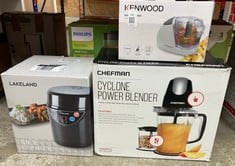 Lot 196  
            Edinburgh SR23 - Delivery Only 

                
QUANTITY OF KITCHEN & APPLIANCES ITEMS TO INCLUDE CHEFMAN CYCLONE POWER BLENDER: ...