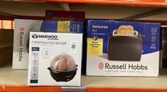 Lot 436  
            Edinburgh SR23 - Delivery Only 

                
QUANTITY OF KITCHEN & APPLIANCES ITEMS TO INCLUDE RUSSELL HOBBS TEXTURES 2 SLICE ...