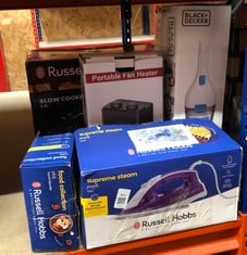 Lot 463  
            Edinburgh SR23 - Delivery Only 

                
QUANTITY OF KITCHEN & APPLIANCES ITEMS TO INCLUDE RUSSELL HOBBS SUPREME STEAM IRO...