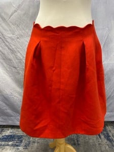 Lot 146  
            Edinburgh SR20 - Delivery Only 

                
CLAUDIE PIERLOT SCALLOPED SKIRT IN RED VISCOSE, SIZE: EU | 38, ORIGINAL RRP £179:...