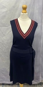 Lot 43  
            Edinburgh SR20 - Delivery Only 

                
CLAUDIE PIERLOT STRIPED V-NECK KNITTED DRESS IN NAVY BLUE VISCOSE, SIZE: 1, ORIGI...