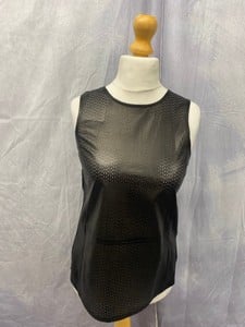 Lot 68  
            Edinburgh SR20 - Delivery Only 

                
VINCE PERFORATED SLEEVELESS TOP IN BLACK LEATHER, SIZE: UK | 4, ORIGINAL RRP £455...
