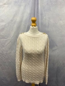 Lot 89  
            Edinburgh SR20 - Delivery Only 

                
LAUREN RALPH LAUREN CABLEKNIT SWEATER IN CREAM COTTON, SIZE: INT | S, ORIGINAL RR...