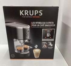 Lot 100  
            Edinburgh SR33 - Delivery Only 
                
KRUPS VIRTUOSO PUMP ESPRESSO MACHINE – COMPACT BLACK STAINLESS-STEEL DESIGN, 15-B...
