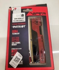 Lot 126  
            Edinburgh SR33 - Delivery Only 

                
PATRIOT VIPER ELITE II DDR4 64GB(2 X 32GB) 3200MHZ KIT.: LOCATION - B
