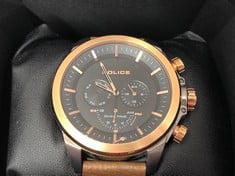 Lot 14  
            Edinburgh SR33 - Delivery Only 

                
POLICE UNISEX ADULTS. ANALOGUE CHRONOGRAPH WATCH WITH LEATHER STRAP PL15970JSUR.0...