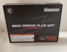 Lot 238  
            Edinburgh SR33 - Delivery Only 
                
B650 GAMING PLUS WIFI MOTHERBOARD,ATX-SUPPORTS AMD RYZEN 9000/8000/7000 SERIES PR...