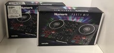 Lot 270  
            Edinburgh SR33 - Delivery Only 

                
2 X NUMARK PARTY MIX DJ CONTROLLER WITH LIGHTS, 2 DECKS, MIXER, AUDIO INTERFACE A...