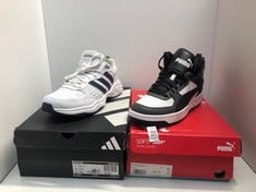 Lot 381  
            Edinburgh SR33 - Delivery Only 
                
PUMA UNISEX REBOUND JOY SNEAKER, DARK SHADOW BLACK WHITE, 10.5 UK + ADIDAS MEN'S ...