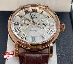 Lot 3  
            Edinburgh SR33 - Delivery Only 

                
MENS ERNEST FERDINAND WATCH – FUNCTIONING SUB DIALS – LEATHER STRAP – GLASS EXHIB...