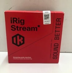 Lot 593  
            Edinburgh SR33 - Delivery Only 

                
IK MULTIMEDIA IRIG STREAM | STREAMING AUDIO INTERFACE FOR IPHONE, IPAD AND MAC/PC...
