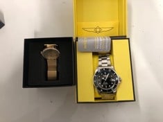 Lot 300  
            Edinburgh SR33 - Delivery Only 
                
TOMMY HILFIGER GOLD STRAP,GOLD FACE + INVICTA STAINLESS STEEL STRAP, BLACK FACE: ...