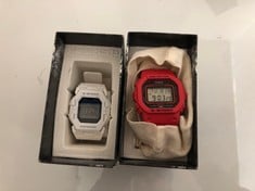 Lot 307  
            Edinburgh SR33 - Delivery Only 

                
G SHOCK KIDS RED WATCH + G SHOCK WHITE KIDS WATCH: LOCATION - D RACK
