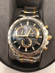 Lot 355  
            Edinburgh SR33 - Delivery Only 

                
CITIZEN MENS WATCH STAINLESS STEEL STRAP BLACK FACE WITH GOLD BORDER : LOCATION -...